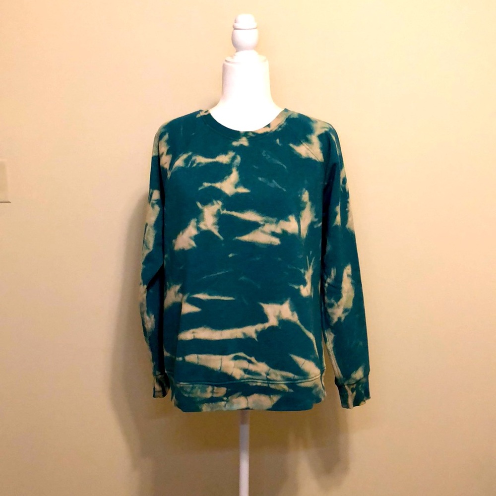 NWOT Teal Reverse Tie Dye Fleece Sweatshirt - L